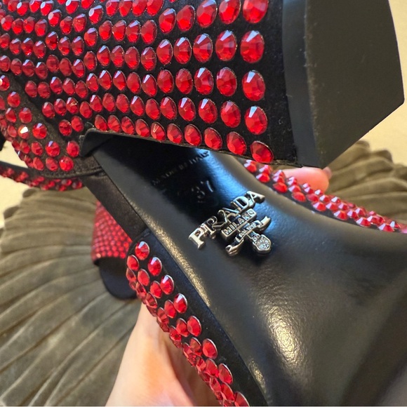 Prada crystal embellished ankle strap satin heels - Picture 9 of 9